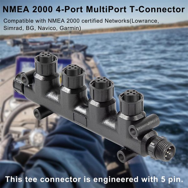 NMEA 2000 Multiport Tee Connector 4-Port T-Connector for Lowrance Garmin Simrad 010-11078-01