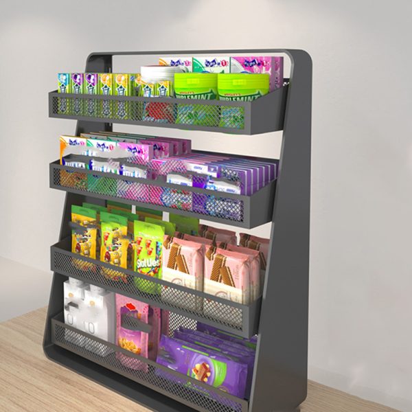 Supermarket Cashier Gum Rack Front Desk Counter Snack Display Shelves