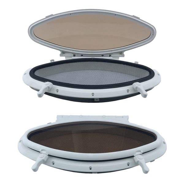 Yacht Marine Oval Opening Porthole 470x208mm Inward Opening Portlight with Window Screen Net