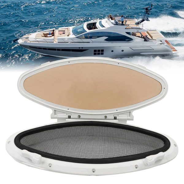 Yacht Marine Oval Opening Porthole 470x208mm Inward Opening Portlight with Window Screen Net