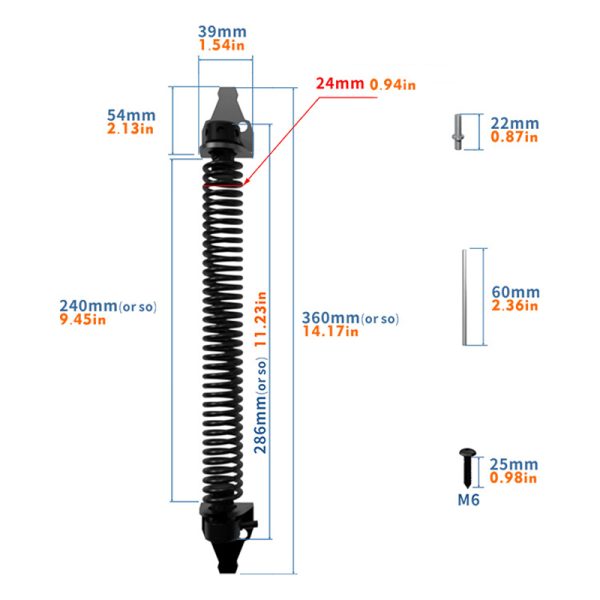 360mm Self Closing Gate Spring with Adjustable Tool Self-Close Door Spring for Wood Vinyl Fence