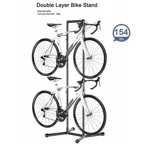 4 Bike Rack Garage Storage Bicycle Floor Stand with Adjustable Hooks Vertical Bike Stand