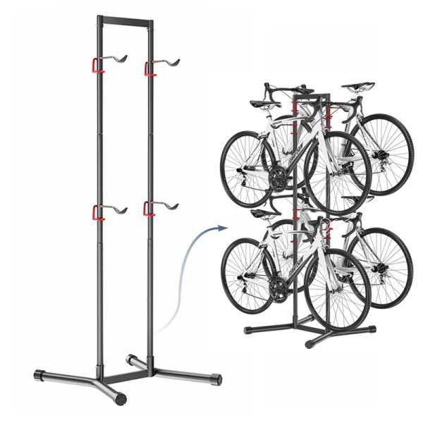 4 Bike Rack Garage Storage Bicycle Floor Stand with Adjustable Hooks Vertical Bike Stand Industrial Products Tools Home Garden Ourdoors Ozanda