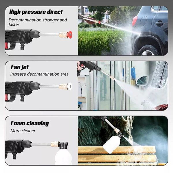 48V Cordless High Pressure Washer Portable Water Spray Gun Car Cleaner 2 Battery