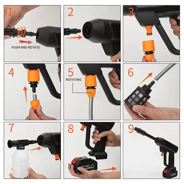 48V Cordless High Pressure Washer Portable Water Spray Gun Car Cleaner 2 Battery