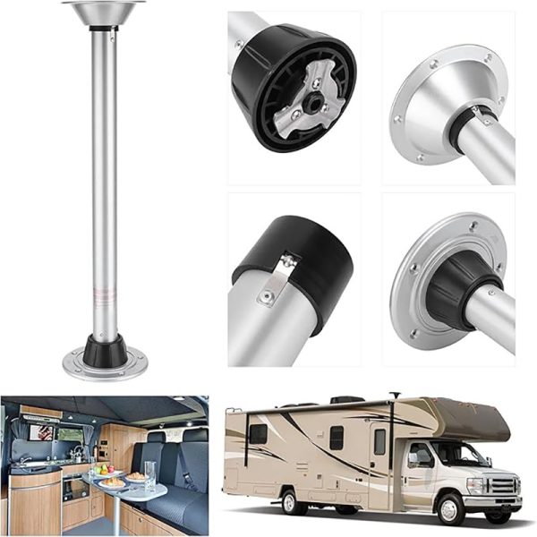 68-77cm Caravan Table Leg with Stable Base Ring Aluminium Alloy Campervan Table Leg for Boat RV Motorhome Yacht