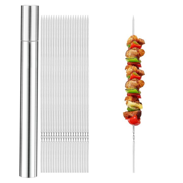 Barbecue Skewers Set with Storage Tube Reusable Outdoor Camping BBQ Skewer