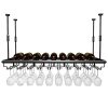 Ceiling Wine Rack Iron Wine Stemware Goblets Shelf Wine Bottle Holder Hanging Wine Glass Stand for Bars Restaurant