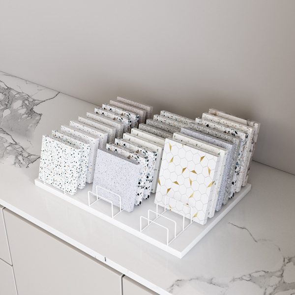 Triple Row Desktop Tile Sample Display Organizer for Shopping Malls Retail Store Exhibitions