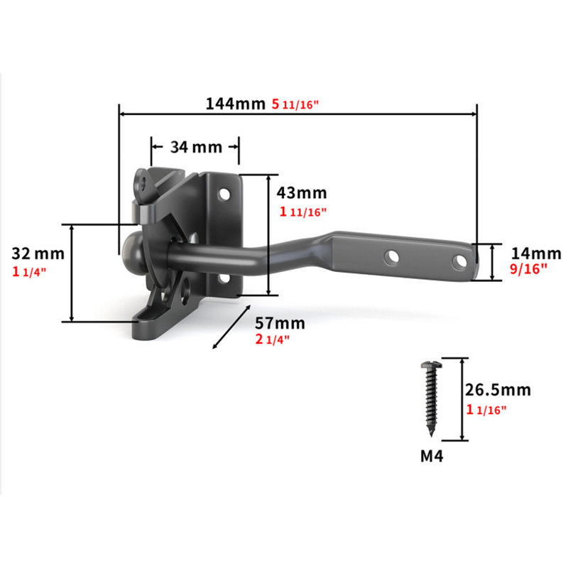 Fence Self Locking Gate Latch Post Mount Hardware for Backyard Garden Shed