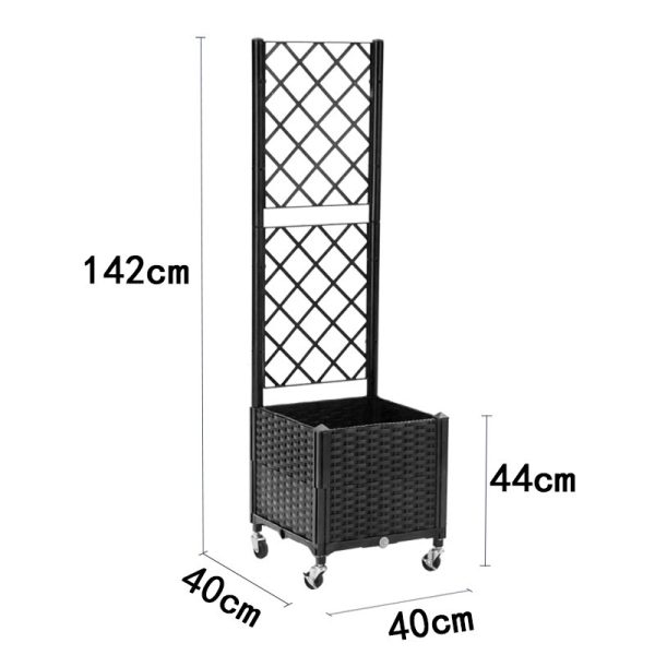 Outdoor Flower Planting Box with Grid Shelf Floor-type Raised Garden Bed for Climbing Plants