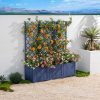 Outdoor Flower Planting Box with Grid Shelf Floor-type Raised Garden Bed for Climbing Plants