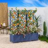 Outdoor Flower Planting Box with Grid Shelf Floor-type Raised Garden Bed for Climbing Plants