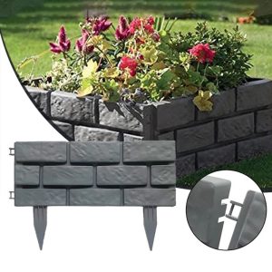 4pcs Garden Imitation Stone Fences Plastic Lawn Edging Plant Border Decoration Fence