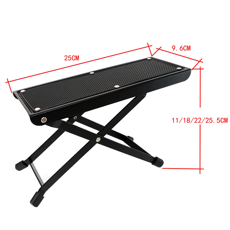 Metal Guitar Foot Stool 4-Position Height Adjustable Guitarists Footstool