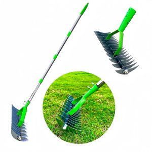 Hay Deciduous Thatch Rake with Rod Farming Rake Sturdy Grass Rakes Lawn Garden Tool