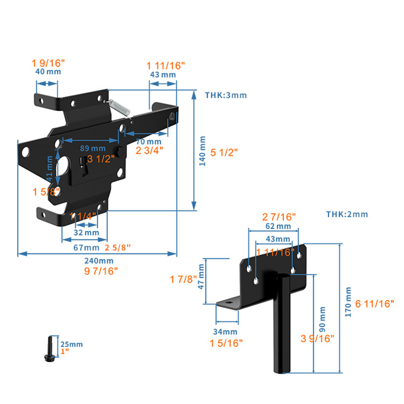 Heavy Duty Self Locking Fence Latch Post Mount Stainless Steel Gate Lock