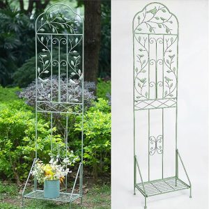 Iron Garden Rack with Base Vintage Old Craft Garden Fence Plant Climbing Standing