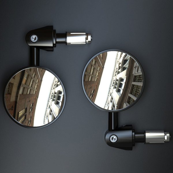 2pcs Motorcycle Round Rear View Mirrors Universal Motorbike Handlebar Round Convex Mirror