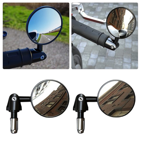 2pcs Motorcycle Round Rear View Mirrors Universal Motorbike Handlebar Round Convex Mirror