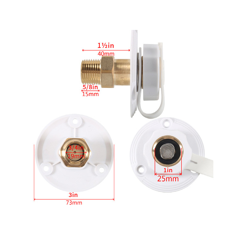 RV Water Inlet Connection Flange Brass RV City Water Fill Entry with Check Valve for RV Camper Marine Trailer