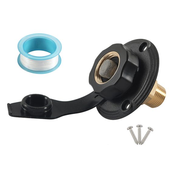 RV Water Inlet Connection Flange Brass RV City Water Fill Entry with Check Valve for RV Camper Marine Trailer