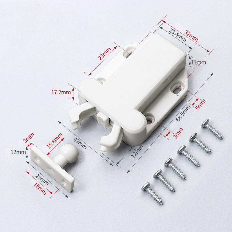 Rebound Self-Locking Door Catch Push Open Latch for Bedroom Cabinet Cupboard Drawer