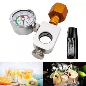 Soda Refill Adapter with Pressure Gauge Quick Connect Cylinder for Sodastream Cylinder W21.8-14 / CGA320