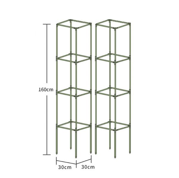 Square Tomato Cage Racks Climbing Support Rack Plant Plastic Coated Metal Pipe Bracket 2 Set