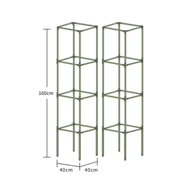 Square Tomato Cage Racks Climbing Support Rack Plant Plastic Coated Metal Pipe Bracket 2 Set