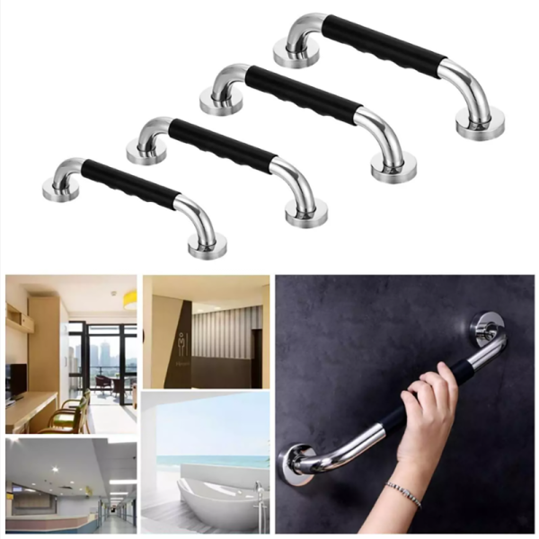 Stainless Steel Anti-slip Bathroom Grab Bar with Rubber Grip Shower Bathtub Grab Handle