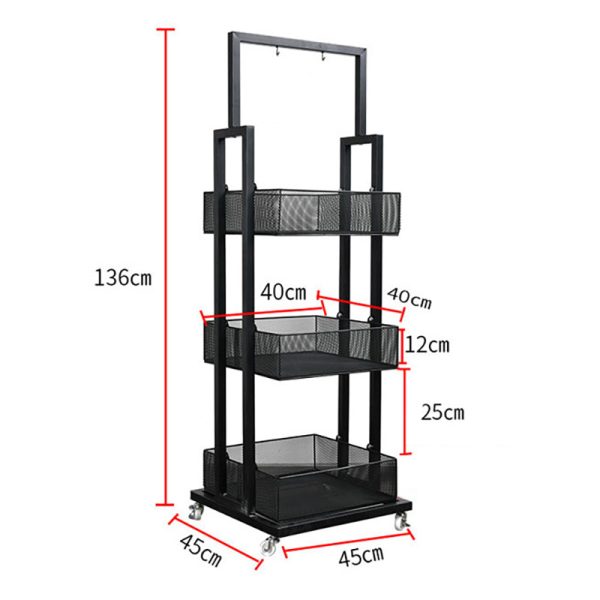 Store Retail Rack 3-tier Makeup Stand Metal Wire Snack Drink Display Cart