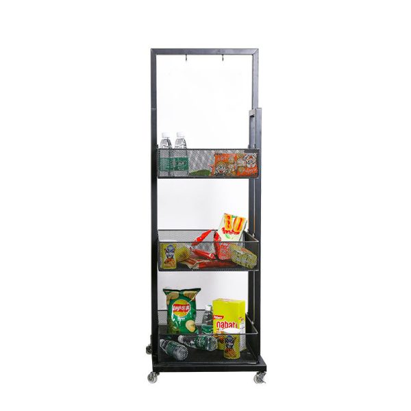 Store Retail Rack 3-tier Makeup Stand Metal Wire Snack Drink Display Cart