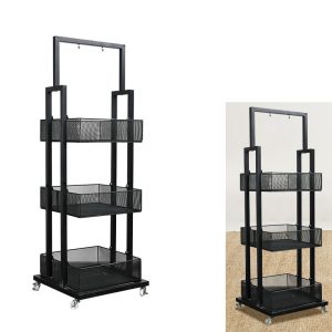 Store Retail Rack 3-tier Makeup Stand Metal Wire Snack Drink Display Cart