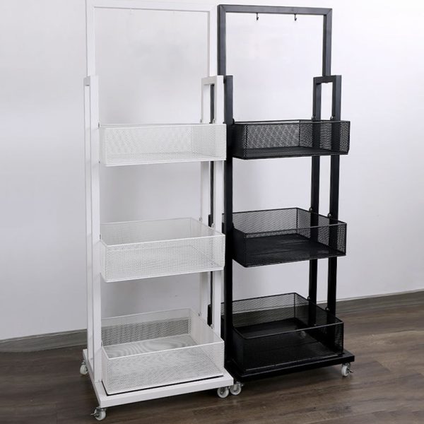 Store Retail Rack 3-tier Makeup Stand Metal Wire Snack Drink Display Cart