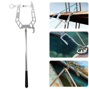 Telescopic Boat Hook Multi-Purpose Stainless Steel Dock Hook for for Dock Plate