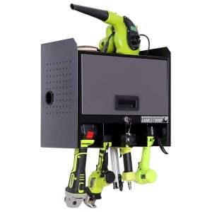 Wall Mounted Toolbox Drill Storage Steel Box Drill Charging Station Power Drill Storage Toolbox Drill Organizer