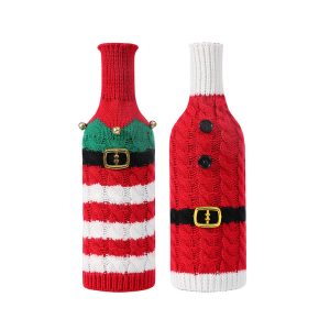 2pcs Xmas Wine Bottle Covers Christmas Champagne Bottle Sweater Bags