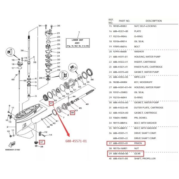 Yamaha Gear Kit Outboard Motor 85HP (688-45551-00 + 688-45560-00 + 688-45571-00)