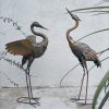 2pcs Metal Garden Crane Statue Display Décor Ornament Sculpture Statue for Yard Pond Lawn Backyard Pool