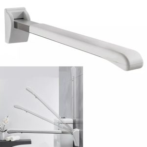 Bathroom Folding Grab Bar Flip Up Toilet Safety Rail Wall Mounted Non Slip Waterproof Grab Bar