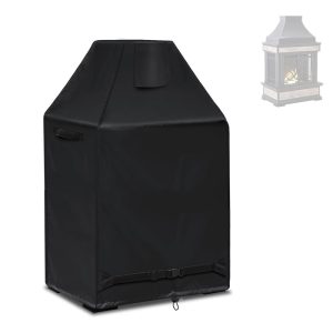 Outdoor Fireplace Cover Waterproof Patio Wood Burning Fireplaces Rain Cover Easy to Use