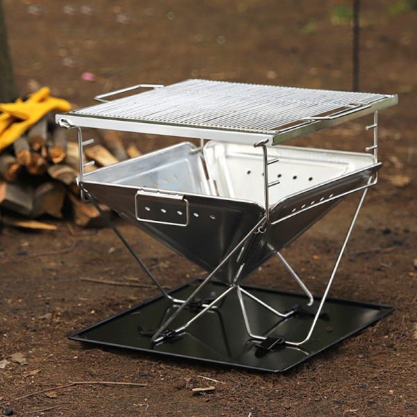 Outdoor Folding Barbecue Stove Thick Stainless Steel Camping Picnic Charcoal Fire Pit