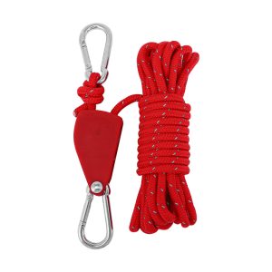 Tent Guide Cord Camping Pulley Rope Reflective Reusable Tie Downs Outdoor Ratchet Pulley Tent Guy Ropes