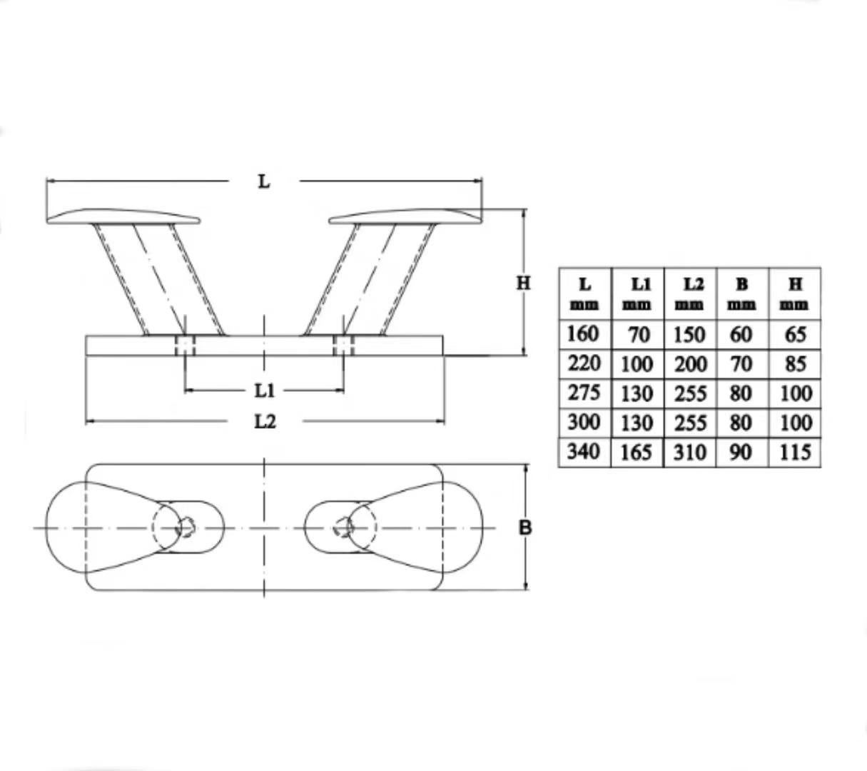 Stainless Steel Double Horn Bollard Cleat for Marine Boat Trailer Mooring