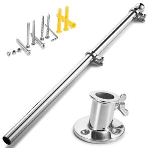 Marine Flag Pole With Base Flag Pole Holder For Boat Yacht Truck And Yard