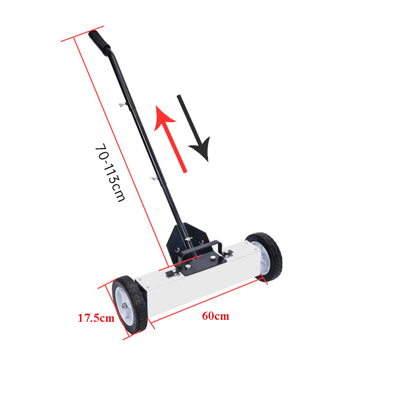 Rolling Magnetic Sweeper with Wheels Adjustable Magnet Clearance Height Pick Up and Nail Magnet Easy Cleanup of Workshop Garage Yard