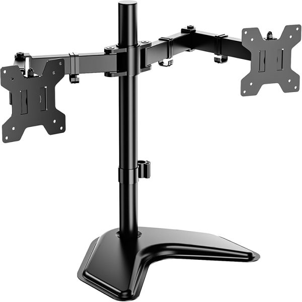 Dual Monitor Stand Free Standing Desk Mount Screen Holder Mount for 2 Monitors up to 27 inch 22 lbs Weight Fully Adjustable Steel