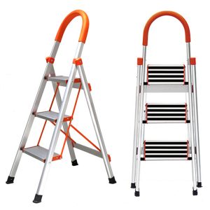 3 Step Ladder Folding Household Home Platform Ladder Portable Aluminium Non Slip Foldable Multi-Purpose Ladder 73cm Height