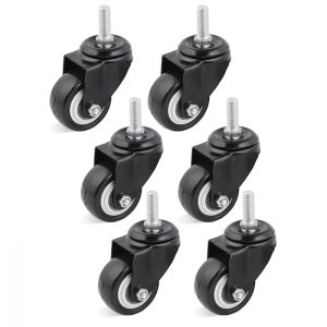 6 pcs Heavy Duty Castor Wheel Trolley Caster M10 Bolt Swivel Cart Rolling Dolly Rotating Rubber Casters